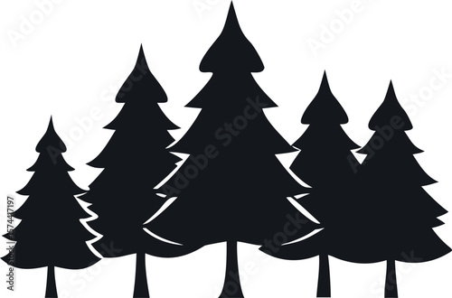 Silhouettes of Pine and Fir Trees in a Natural Forest Setting – Vector Design