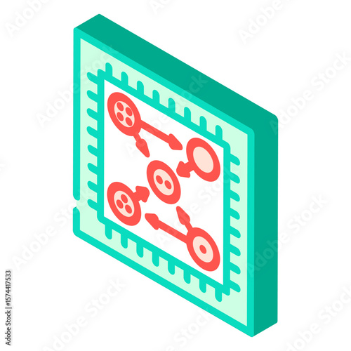 chip entangled qubits quantum computer isometric icon vector illustration