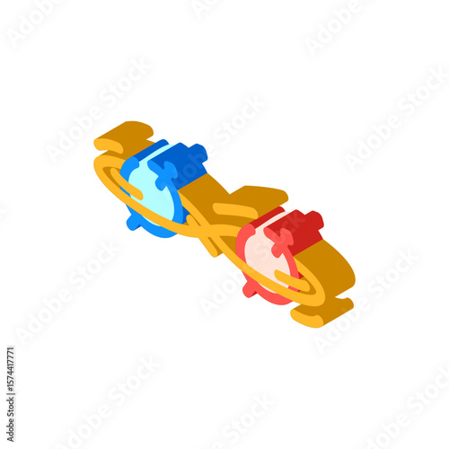 entanglement between two particles isometric icon vector illustration