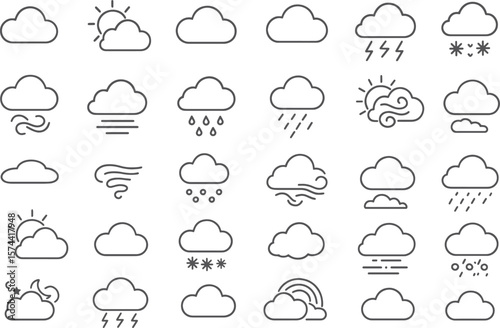 Weather icons cloud symbols rain snow