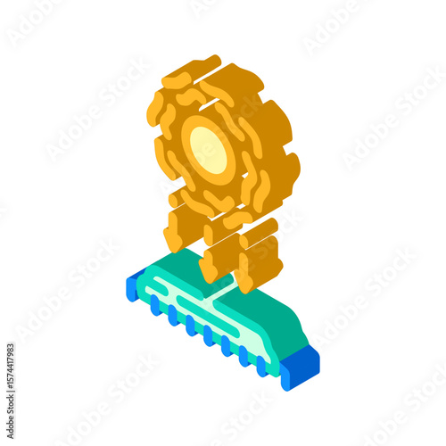 light particles interacting chip isometric icon vector illustration