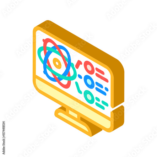 simulator quantum computer isometric icon vector illustration
