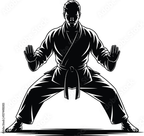Martial artist in defensive stance martial arts karate