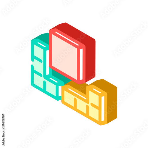 modular components isometric icon vector illustration