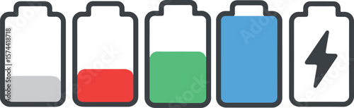 Battery level indicators charging power energy