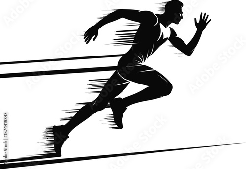 Athletic runner motion blur athlete running