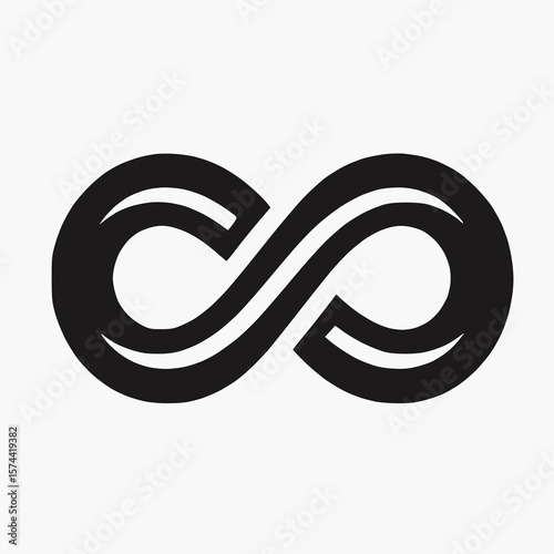 Infinity symbol, solid black, white background