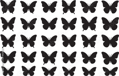 Black butterfly silhouettes pattern insect