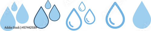 Blue water drops falling liquid