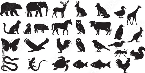 Diverse Animal Silhouettes Collection bear elephant