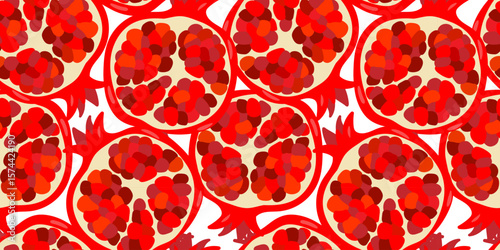 abstract botanical pomegranate illustration rich color scheme decorative print element