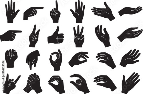 Diverse hand gestures collection hands open palm