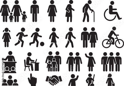 Diverse human figures in various activities people