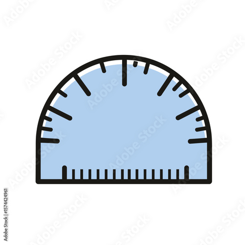 Blue protractor measures angles geometry illustration flat design