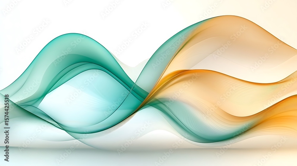 Fototapeta premium Abstract design with flowing teal and orange waves.