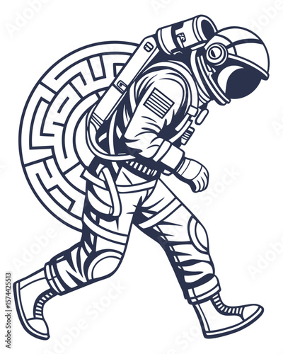 Astronaut Navigating A Cosmic Maze With Determination On A New Mission