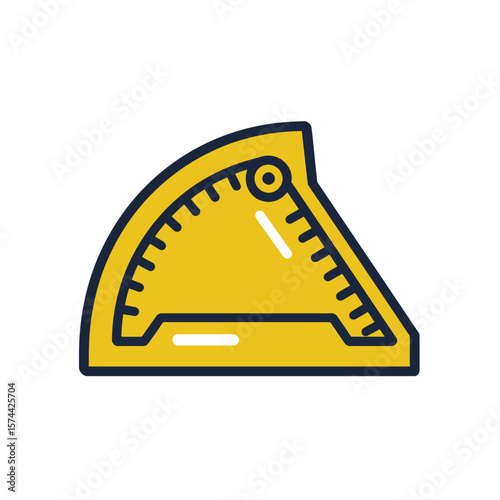 Yellow protractor measures angles isolated studio white