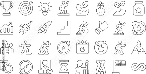 growth related icon set