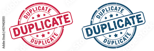 Digital Illustration Duplicate Stamp Graphics, Red and Blue
