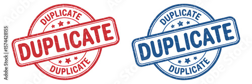 Red and Blue Duplicate Stamps A Digital Illustration of Two Overlapping Copy Seals