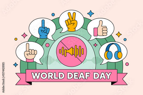 Celebrating World Deaf Day A Flat Design Illustration of Sign Language and Communication