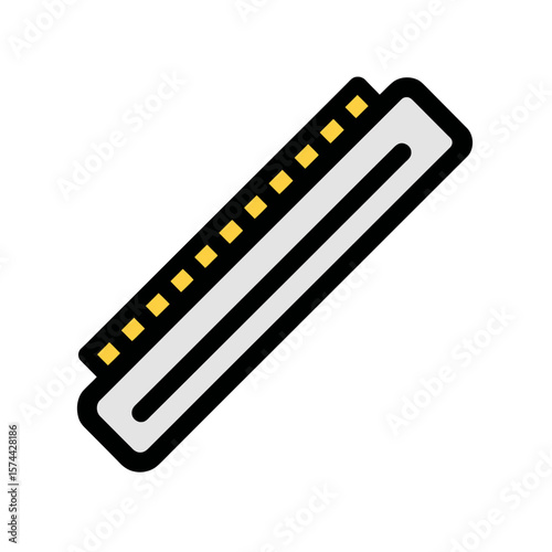 Musical harmonica rests obliquely isolated white minimalist scene