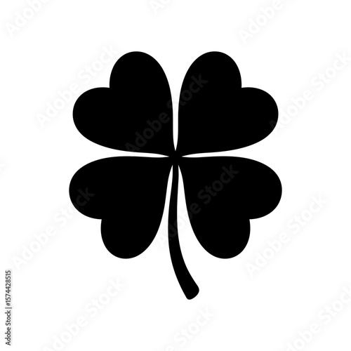 Black Silhouette of a Four-Leaf Clover Good Luck Charm Symbol