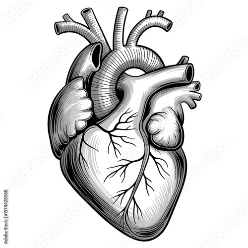 Detailed Anatomical Illustration of a Human Heart A Comprehensive Visual Guide