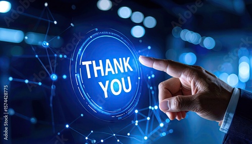 Hand touching digital thank you button (1)