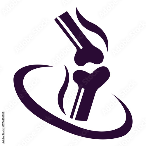 Knee joint bone health logo with protection variations in flat style