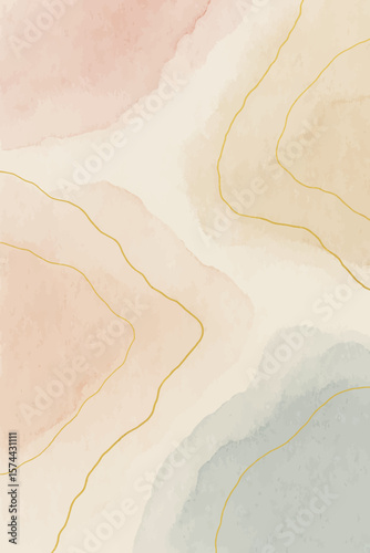 Organic Watercolor Texture with Golden Contours