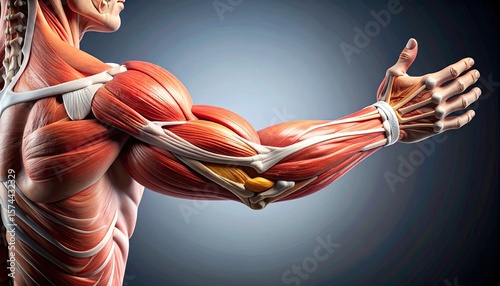Detailed anatomical arm muscles