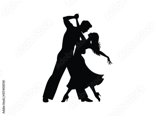 silhouette vector illustration of a man and woman dancing isolated with white background 