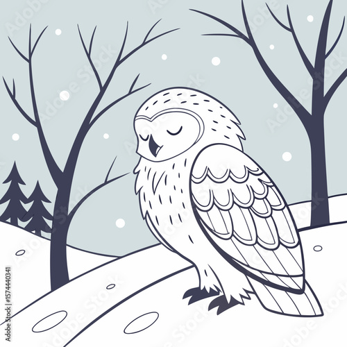 A striking snowy owl, a white feathered bird of prey, perched on a branch, observing its wild nature