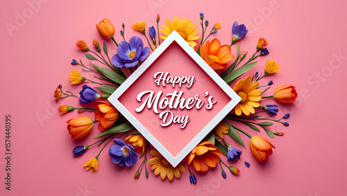 Floral arrangement with happy mothers day message flowers greeting