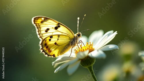 A beautiful orange and yellow butterfly, an insect of the summer garden, rests delicately on a colorful flower, showcasing nature's macro beauty 4k horizental cenematic video footage