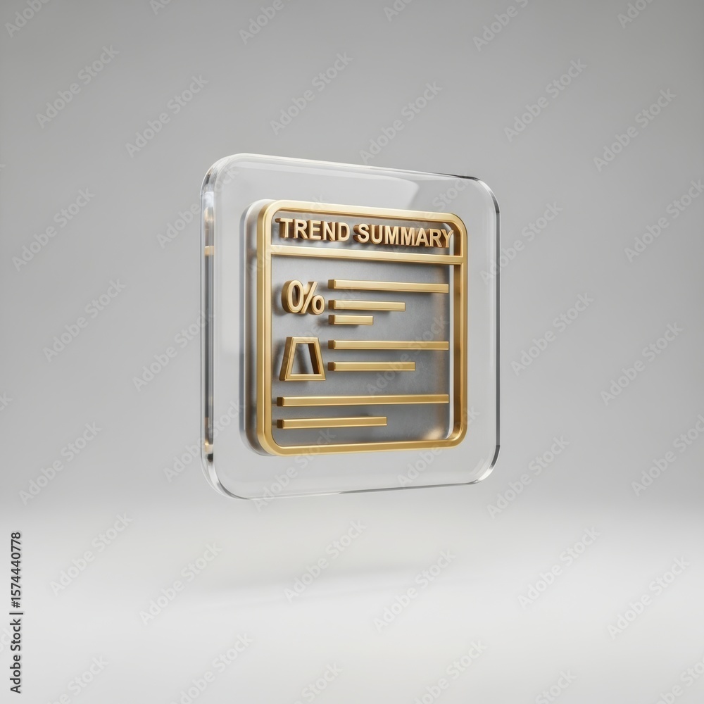 Transparent Trend Summary Icon with Golden Elements on Gray Transparent Trend Summary Icon with Golden Elements on Gray
