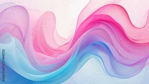 Flowing ribbons of pink blue and purple abstract background