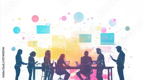 collaborative teamwork data analysis business meeting