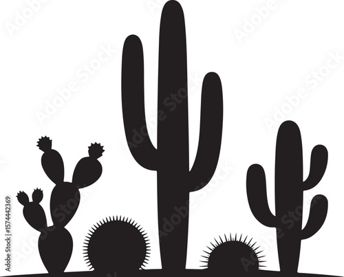 "Vector Illustration of a Collection of Cacti".