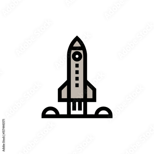 Stylized rocket launches space exploration startup concept