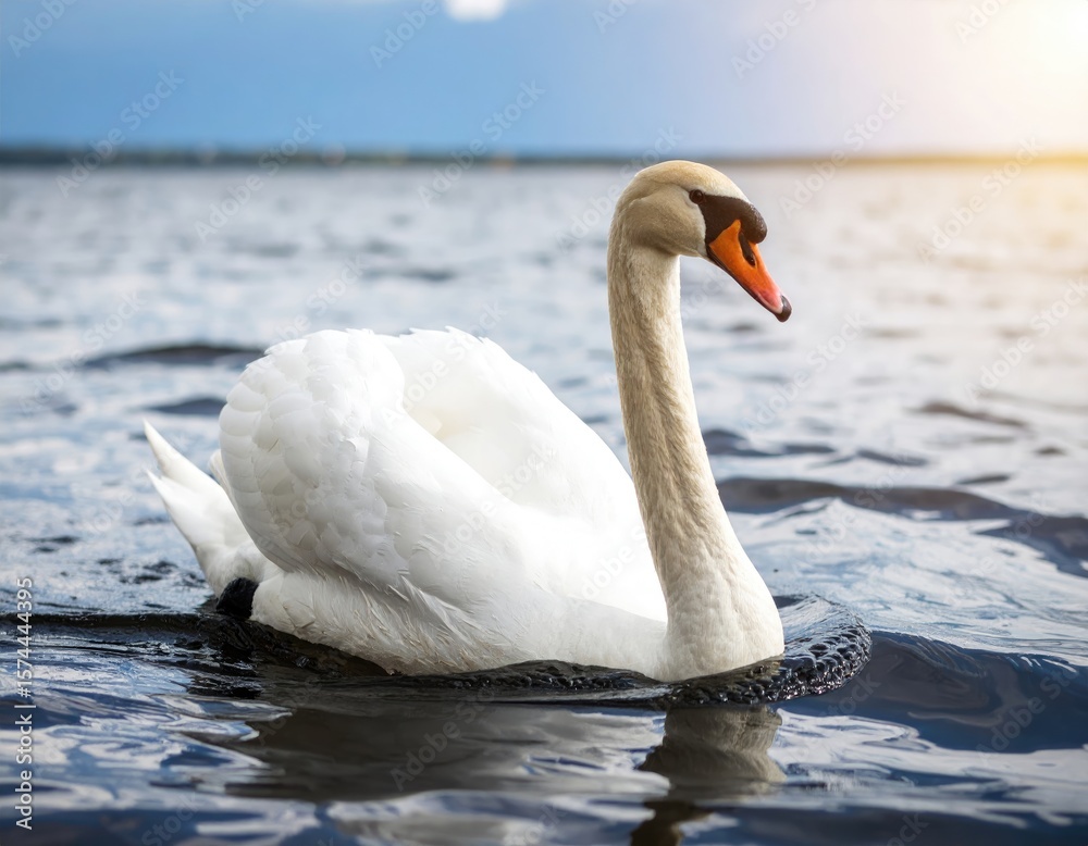 Naklejka premium Graceful swan on a lake