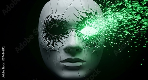 Shattered Mask Digital Transformation and the Unveiling of Identity. AI Generated