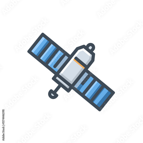 Illustration satellite orbits isolated communicating globally
