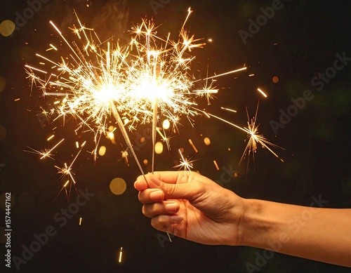 Hand holding sparklers