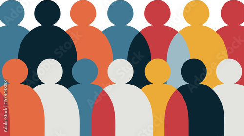 Colorful Crowd Illustration Abstract Group of People, Diversity, Community, and Social Gathering Concept