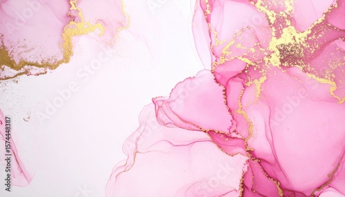 Abstract pink and gold fluid art