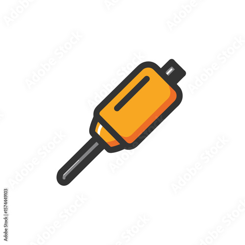 Orange dropper dispenses liquid in laboratory isolated single object