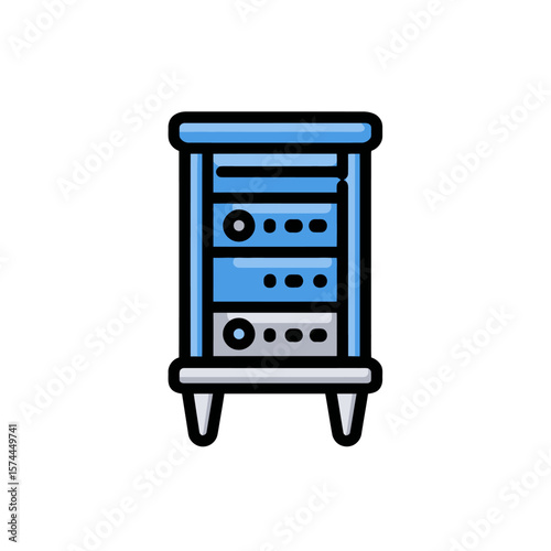 Blue server stores data isolated white backdrop