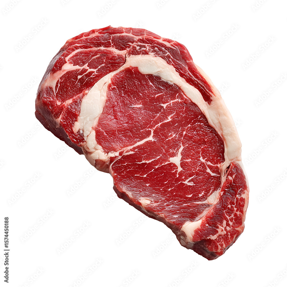Fototapeta premium Prime rib eye steak raw beef cut isolated. 